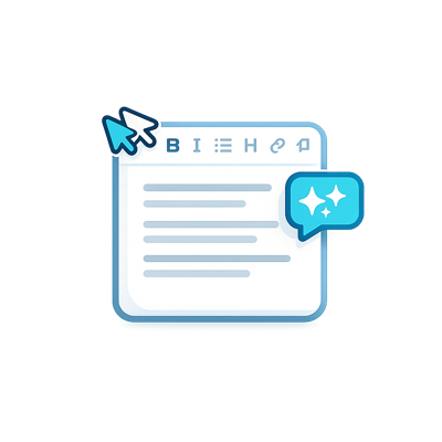 Rich document editor with AI assistance and collaboration cursors